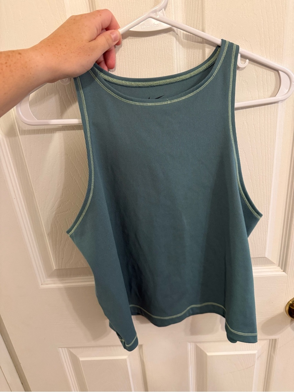 Nike Women's Teal Ribbed Muscle Tank with Contrast Stitching